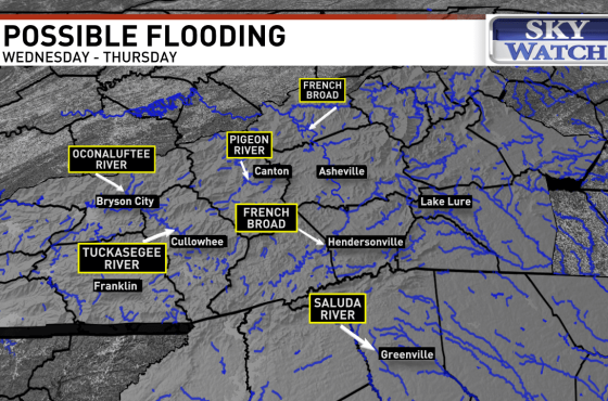 Se pronostican fuertes lluvias e inundaciones en el oeste de Carolina del Norte