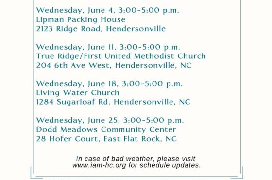 Reparto gratuito de comida en Hendersonville este 11 de junio